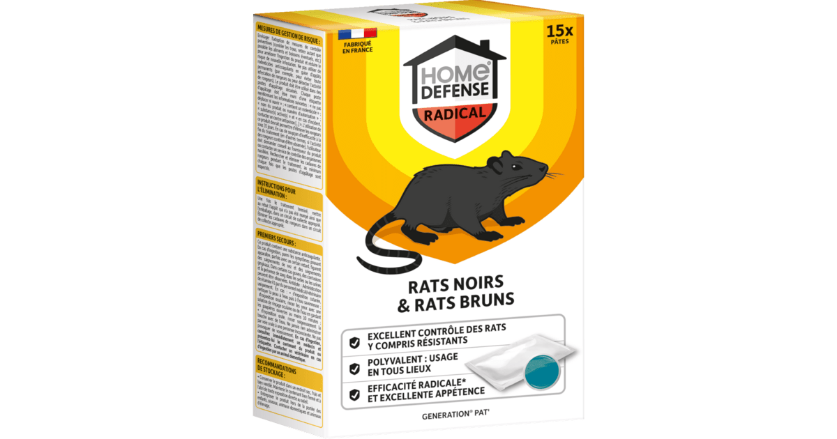 Rat Defence HOME DEFENSE® Rats noirs et rats bruns pâtes, 150 g | Home Defense